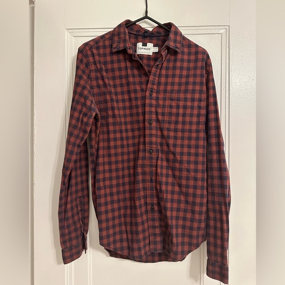 Topman Plaid Shirt - Maroon and Navy - Picture 1 of 3